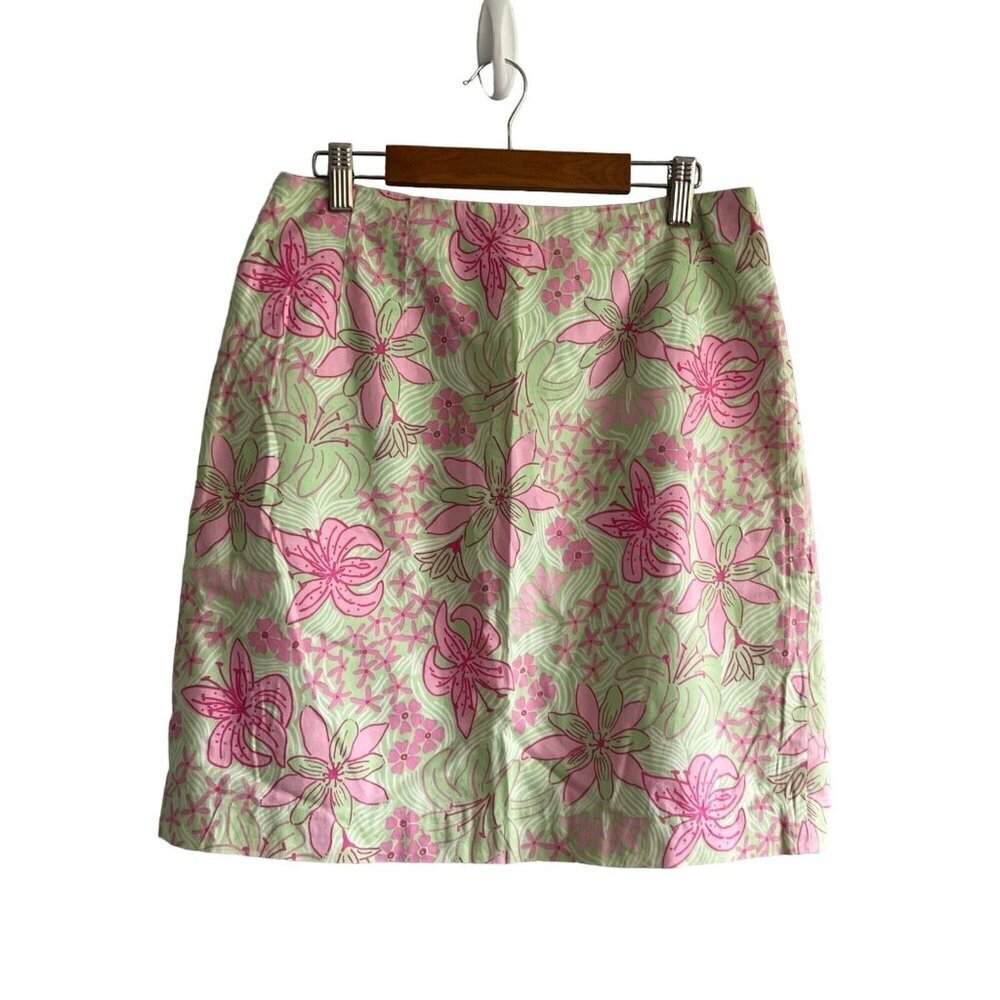 Lilly Pulitzer Vintage Mary Mary Floral Lined A Line Skirt 100% Cotton Size 6‎